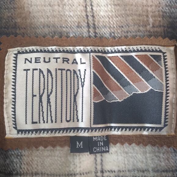 Neutral Territory Vest Men's Medium leather suede flannel Western Waistcoat - Picture 10 of 12